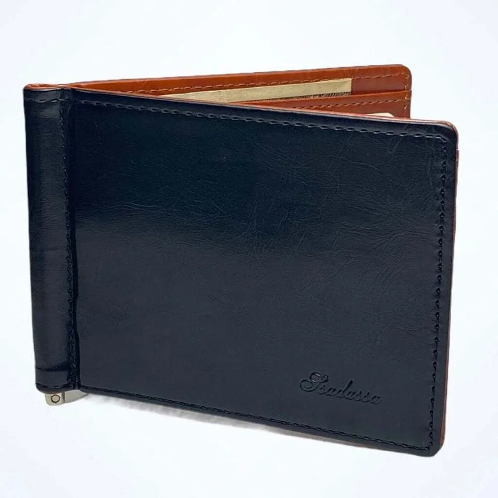 Men’s Money Clip Coin Pocket Card Slots Metal Clamp Wallet